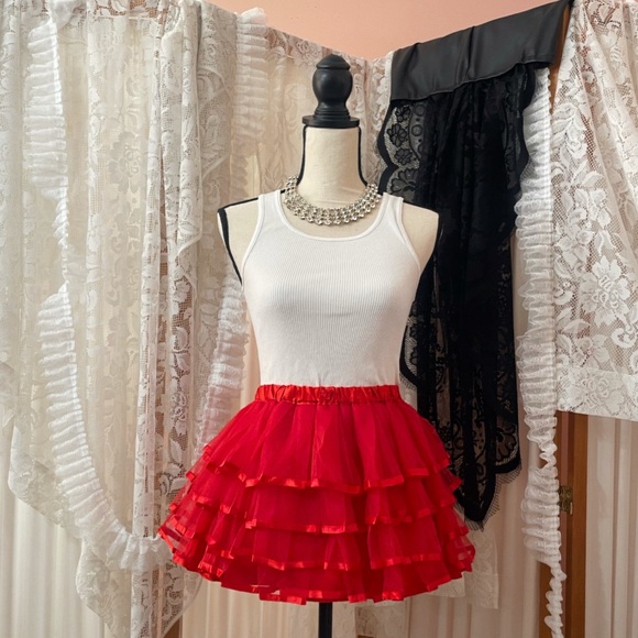 Tulle Tutu Mini Skirt in Hot Red - Picture 3 of 3